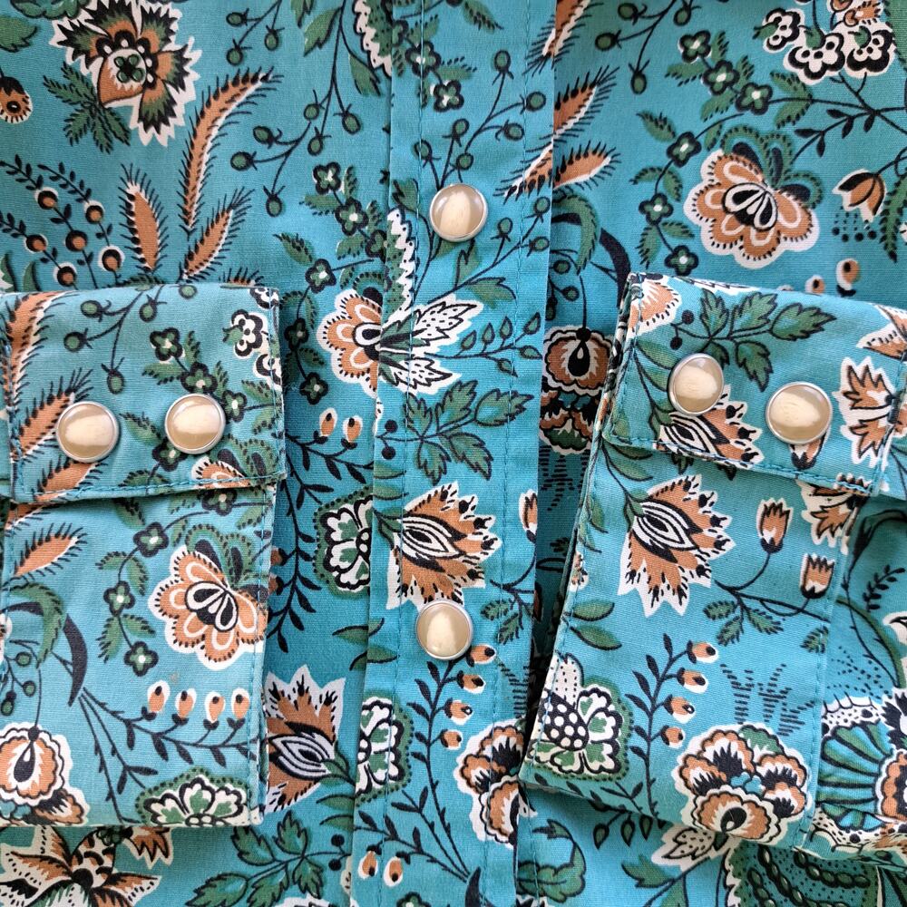 Pendleton Snap Front Western Top Medium Blue Brow… - image 6